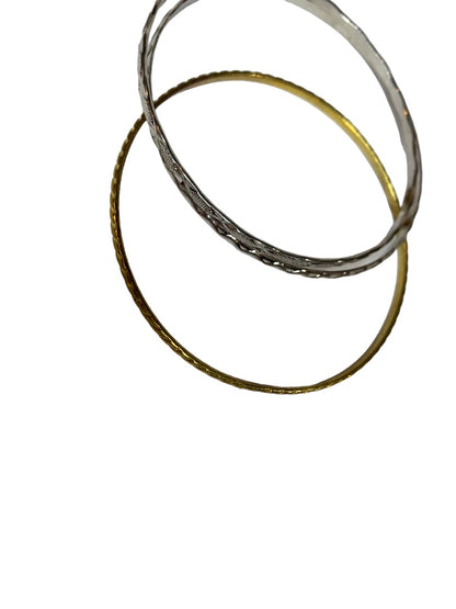 Set of 3 Thin Bangle Bracelets Goldtone and Silvertone Lightweight 2.5" Inside Diameter