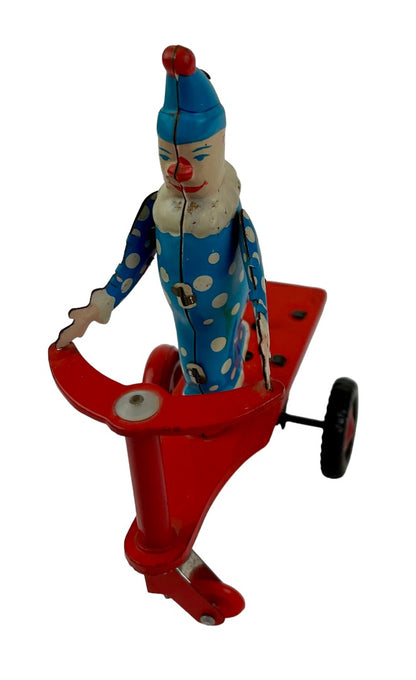 Roli Zoli Wind Up Tin Clown Scooter Missing Knob