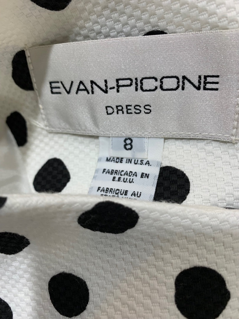 Size 8 Evan-Picone New Retro Style Black White Polka Dot Sheath Dress