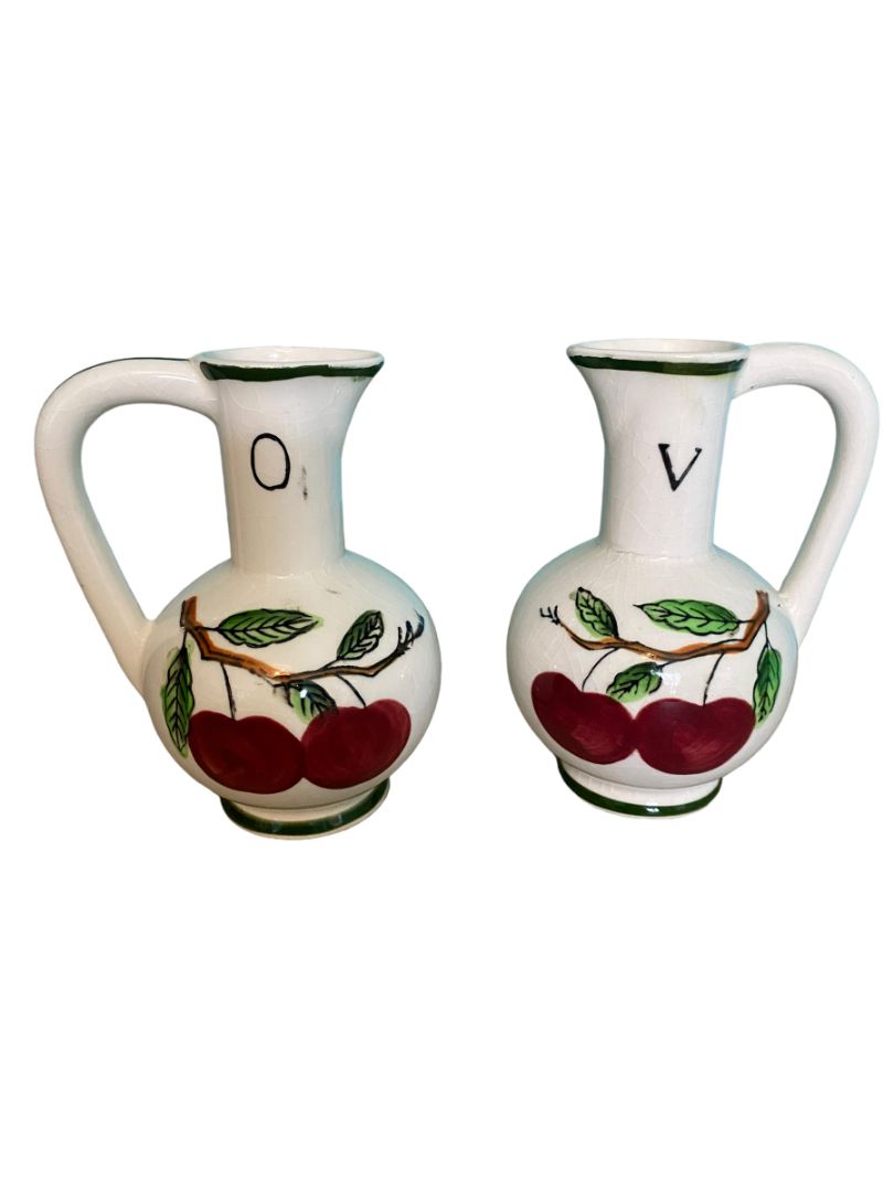 Oil & Vinegar Cruet Porcelain with Crazing NO STOPPERS