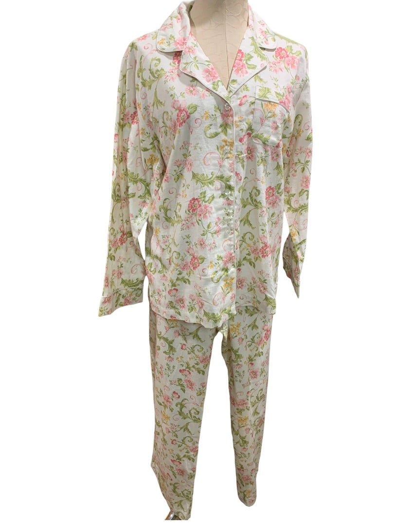 Large Charter Club Women's Flannel Pajamas PJs Pants Shirt Sleep Mask