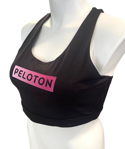 2X Peloton Black Sports Bra Compression Scuba Material