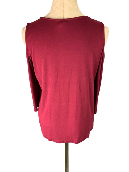 Small Halogen Women's Cold Shoulder Top Pullover Raspberry Color