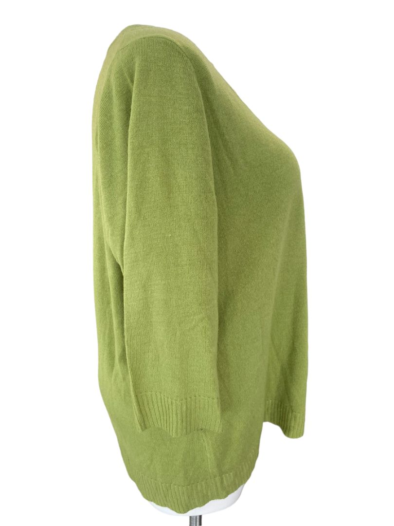 22/24 Avenue Green 3/4 Sleeve Sweater Scoop Neck