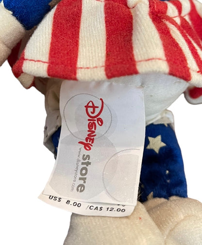 Disney Store Patriotic Red White Blue Minnie Mouse Blue Nose 9" Plush