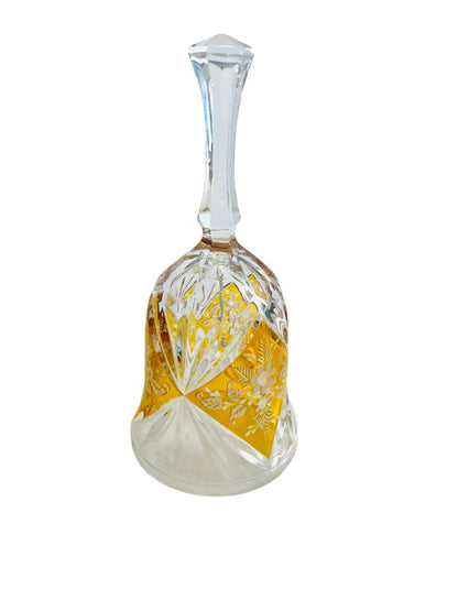 Cut Crystal Bohemian Hand Dinner Bell Yellow Floral