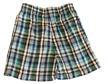 3T Badge 100% Cotton Boys Plaid Pull On  Shorts Elastic Waist