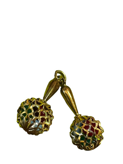 14k Gold Vintage Maracas Pendant Charm Stone Shakers Italy