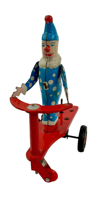 Roli Zoli Wind Up Tin Clown Scooter Missing Knob