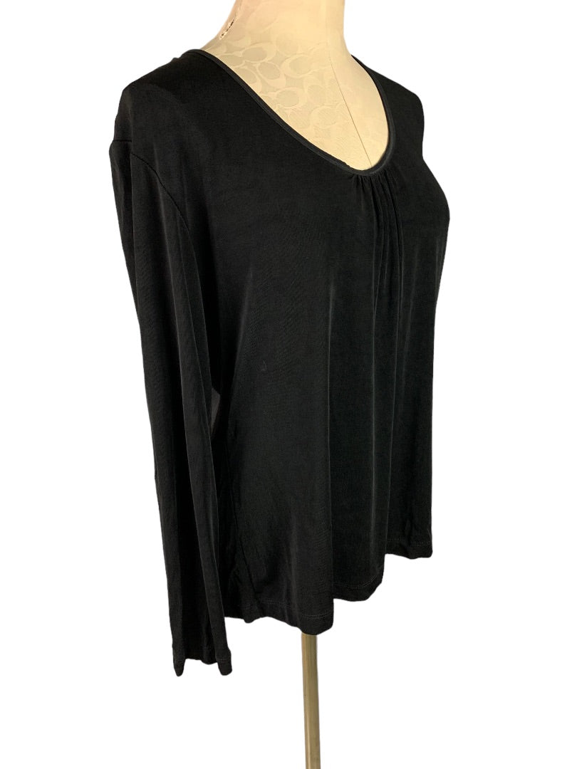 XL Chico's Travelers Women's Black Long Sleeve Blouse Travel Knit Scoop Neck