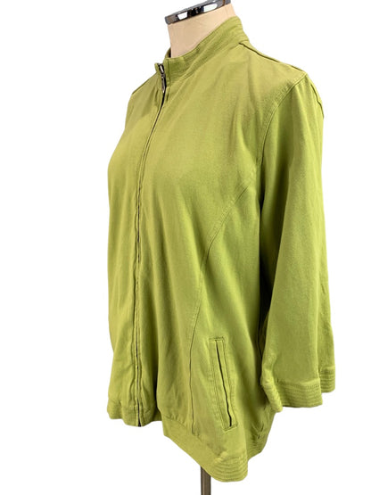 XL Additions by Chico's Women's Green Full Zip 3/4 Sleeve Sweatshirt