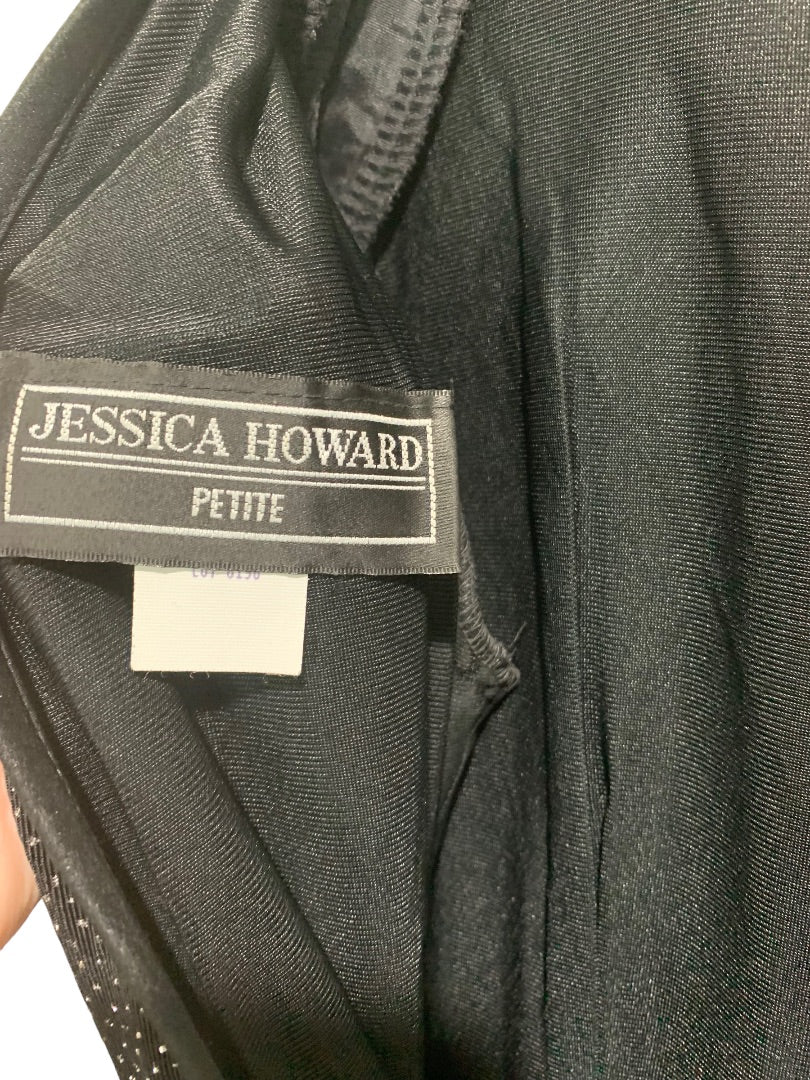 Size 10P Jessica Howard Petites Women's 1980s Vintage Black Dressy Jumpsuit Sash Belt