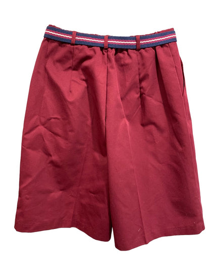 Size 12 Russ Sport Women's Burgundy New Chino Golf Shorts 1980s Belt