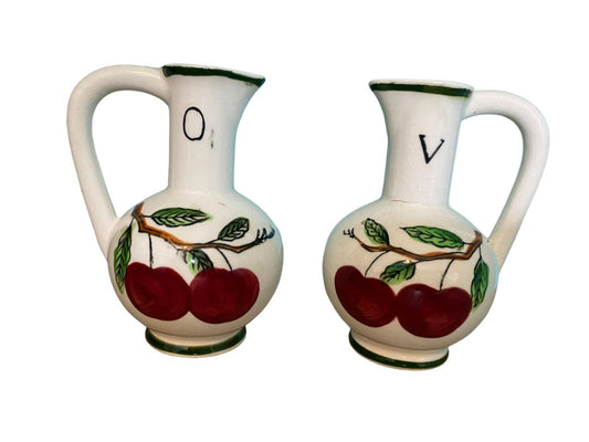 Oil & Vinegar Cruet Porcelain with Crazing NO STOPPERS