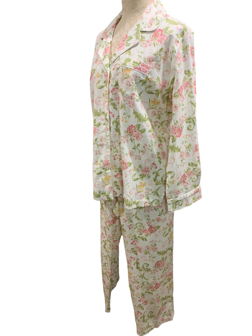 Large Charter Club Women's Flannel Pajamas PJs Pants Shirt Sleep Mask