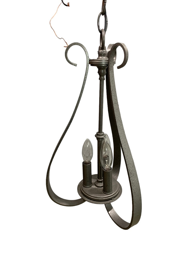Iron Sweeping Taper Three Light Series 10-21 Pewter Gray Finish Hardwired Chandelier