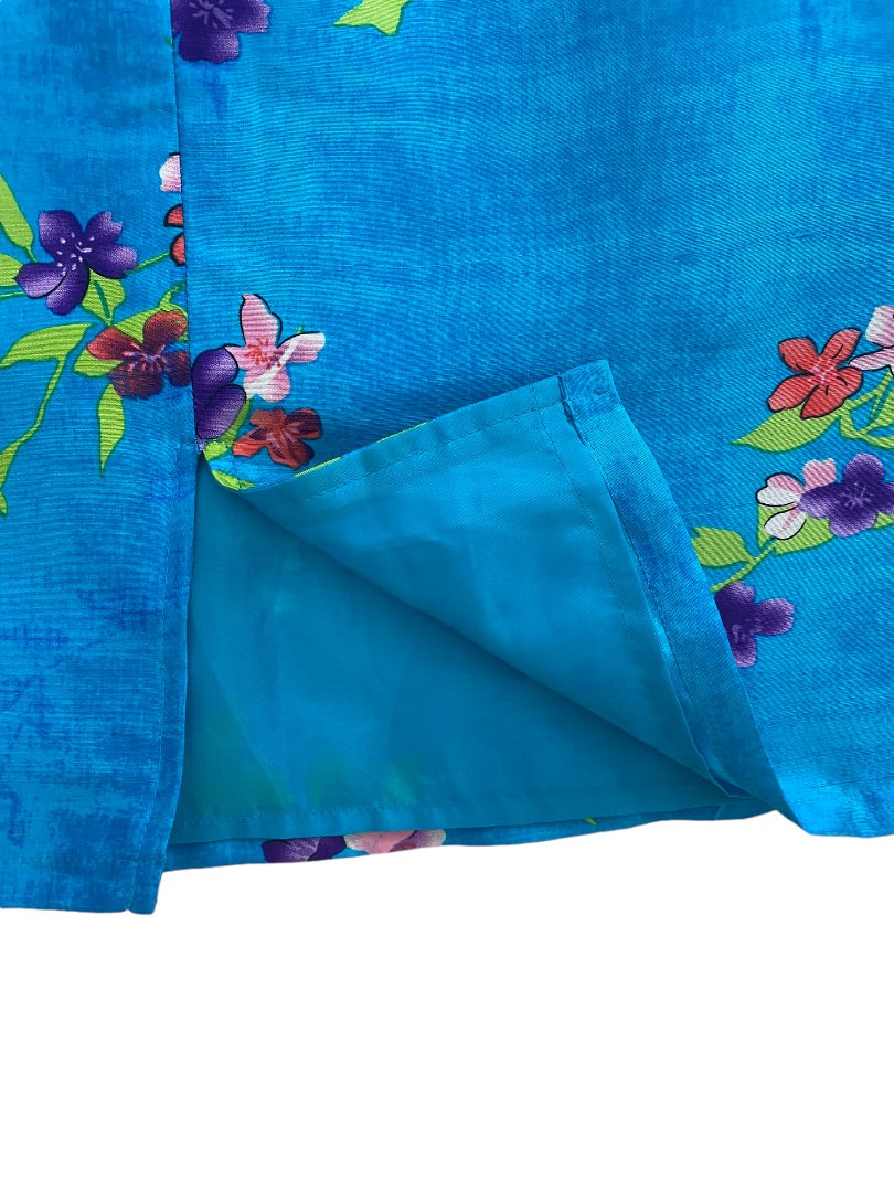 8 Emily Spencer Turquoise 100% Silk Floral Skirt