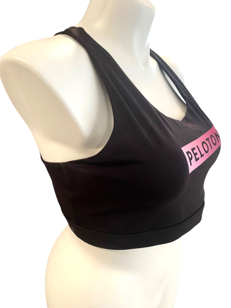 2X Peloton Black Sports Bra Compression Scuba Material