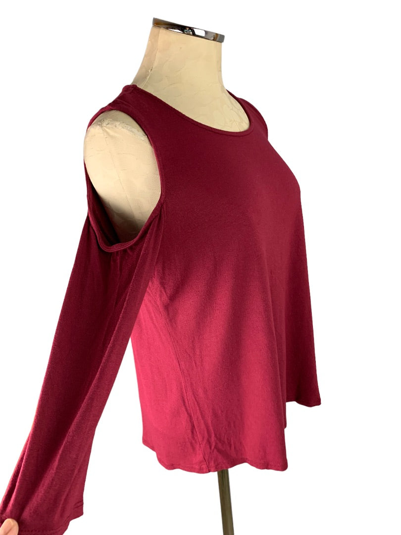 Small Halogen Women's Cold Shoulder Top Pullover Raspberry Color