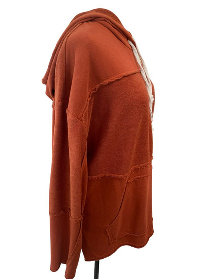 Medium Urban Outfitters Rust Orange Raw Edge Lightweight Hoodie