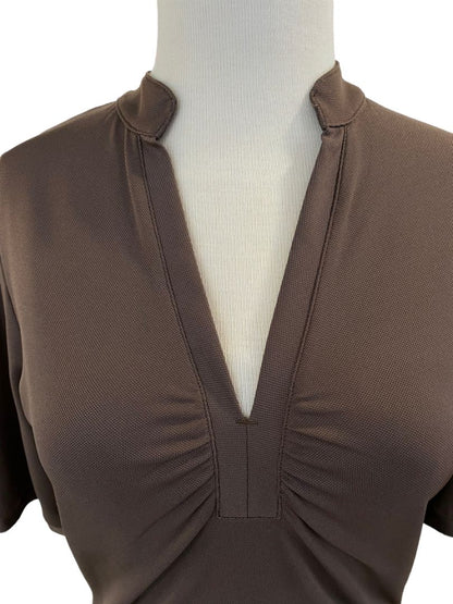 Large Lole Brown Performance Workout Shirt Activeware V-Neck