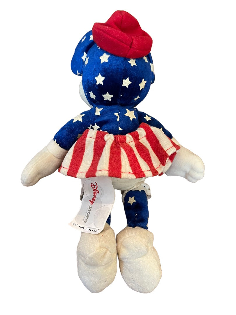 Disney Store Patriotic Red White Blue Minnie Mouse Blue Nose 9" Plush