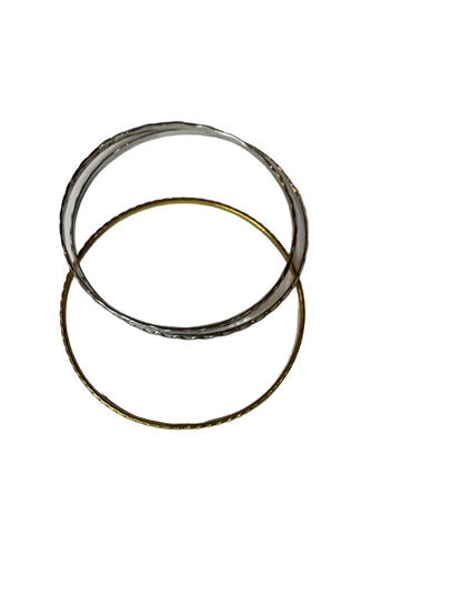 Set of 3 Thin Bangle Bracelets Goldtone and Silvertone Lightweight 2.5" Inside Diameter