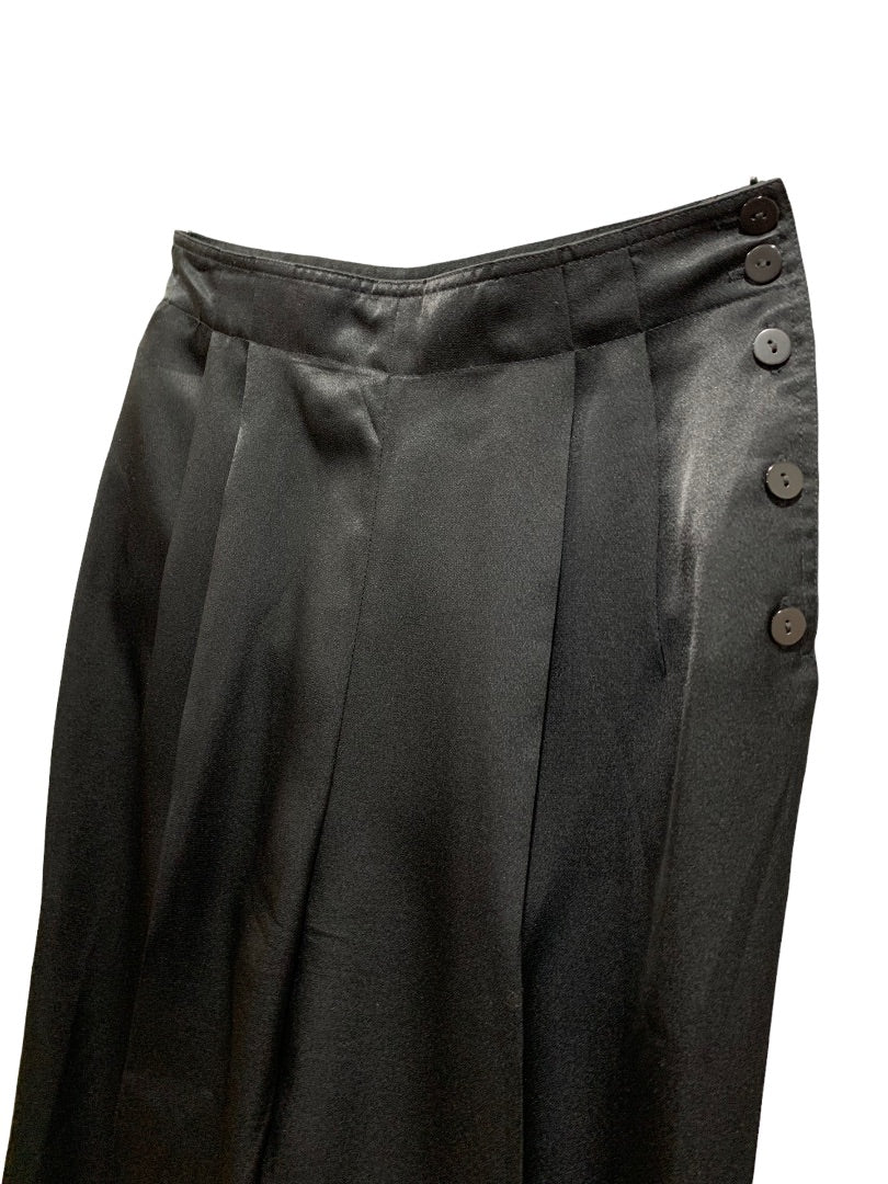 12P Chaus Petites Vintage Y2K Women's Satin Black Side Button Pants