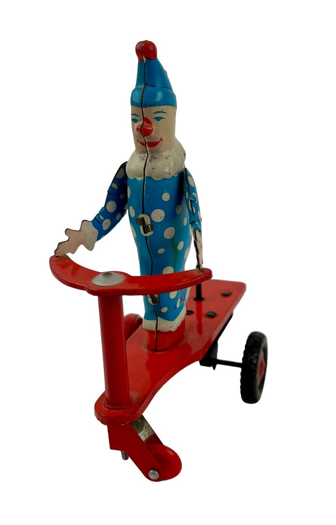 Roli Zoli Wind Up Tin Clown Scooter Missing Knob