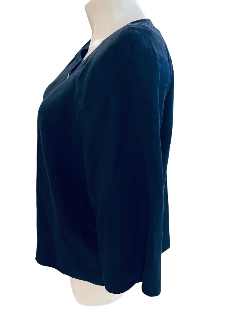 20W Coldwater Creek Linen Blend Navy Blue Jacket