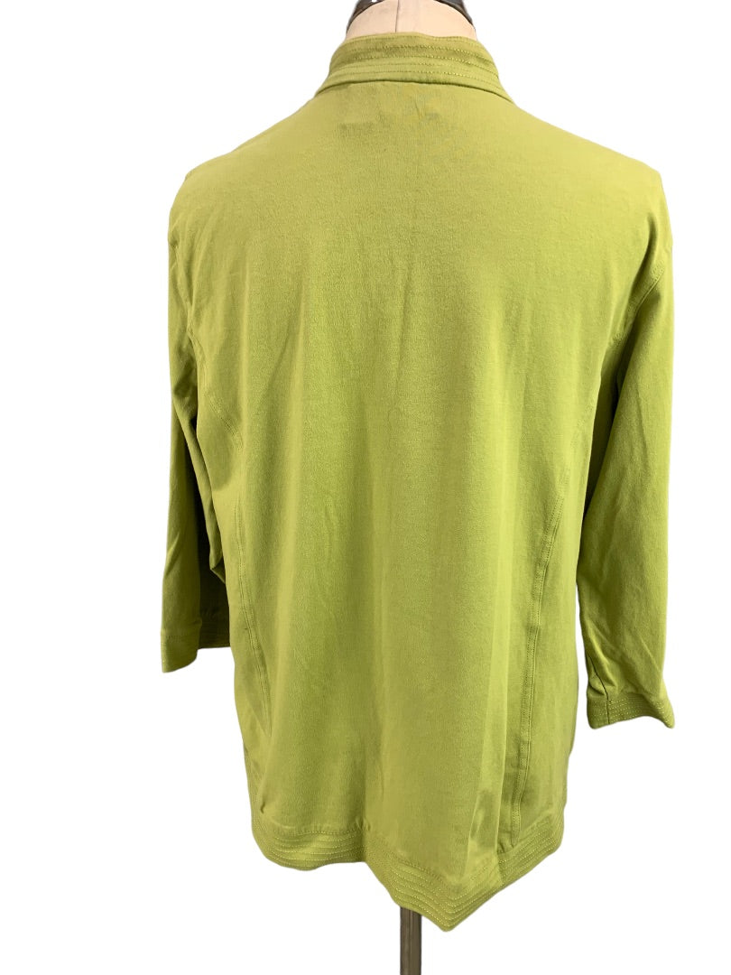 XL Additions by Chico's Women's Green Full Zip 3/4 Sleeve Sweatshirt