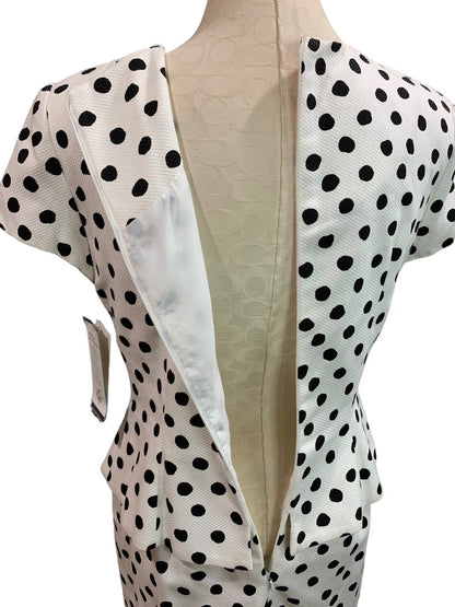 Size 8 Evan-Picone New Retro Style Black White Polka Dot Sheath Dress