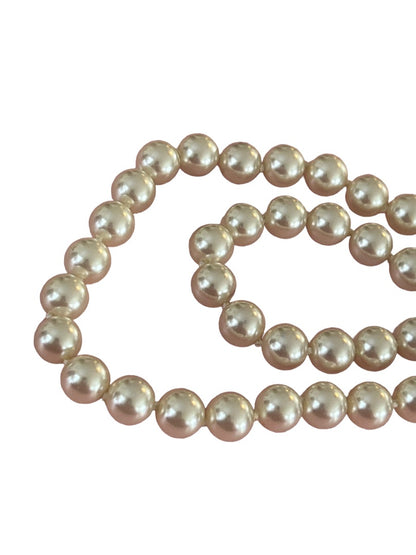 Vintage Faux Pearl Hand Knotted Necklace 31"