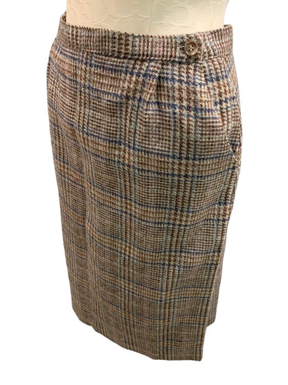 Size 10 Stacy Mark Women's Wool Plaid Skirt Pockets 1980s Vintage