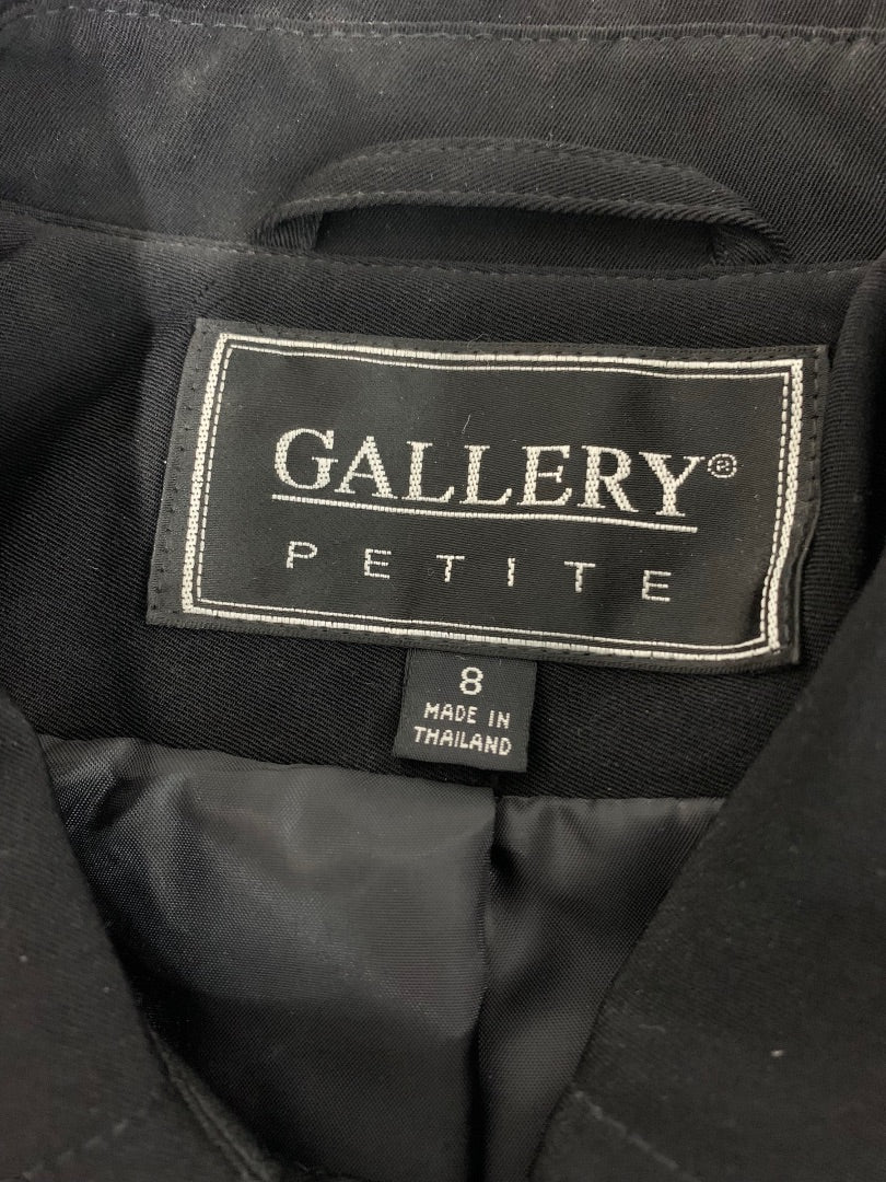 Size 8P Gallery Petite New Women's Black Overcoat Trench Water Repellent 1990s Vintage