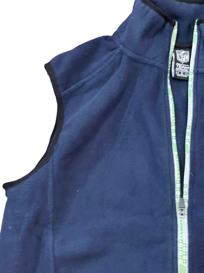 NWT Small Seattle Seahawks NFL Team Apparel Men's Fleece Vest Full Zip Navy Blue MSRP $95