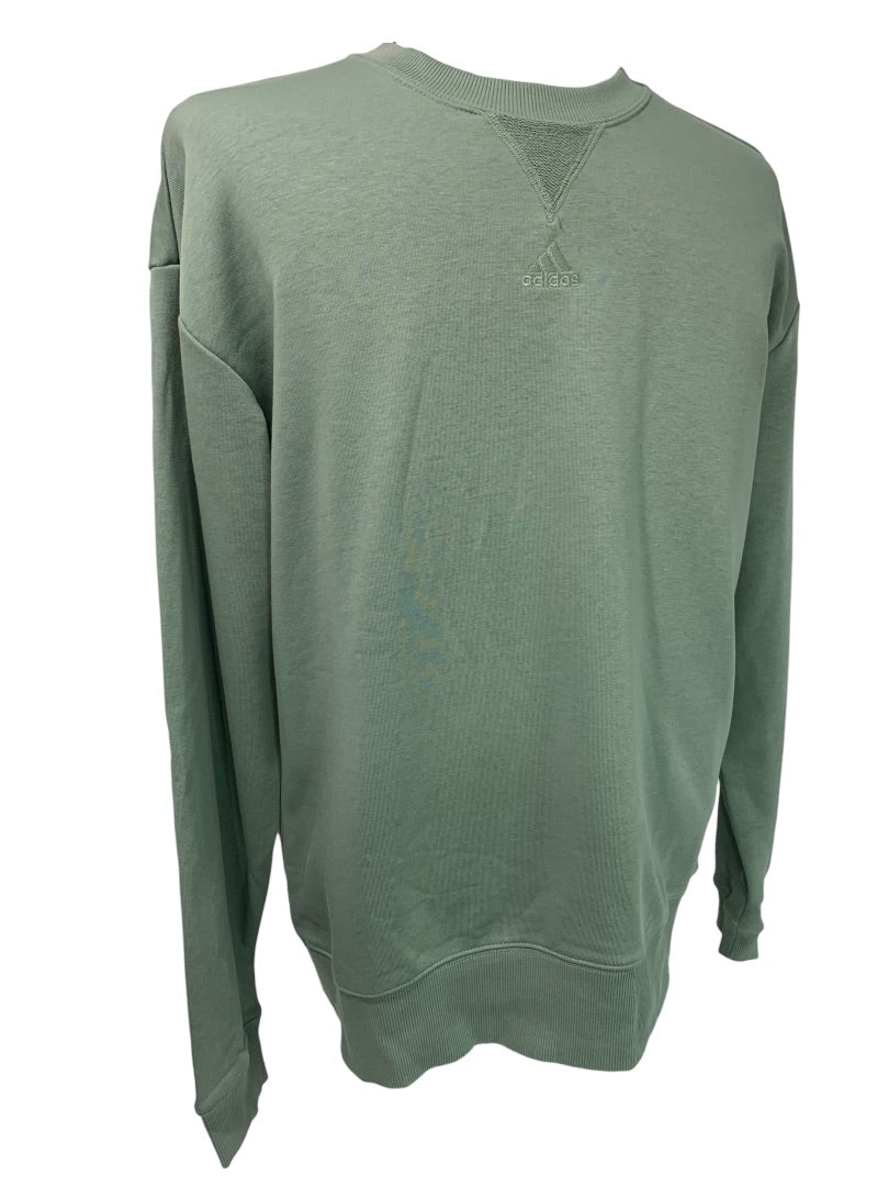 Small Adidas Men's New Silver Green Pullover French Terry Sweatshirt IC9809