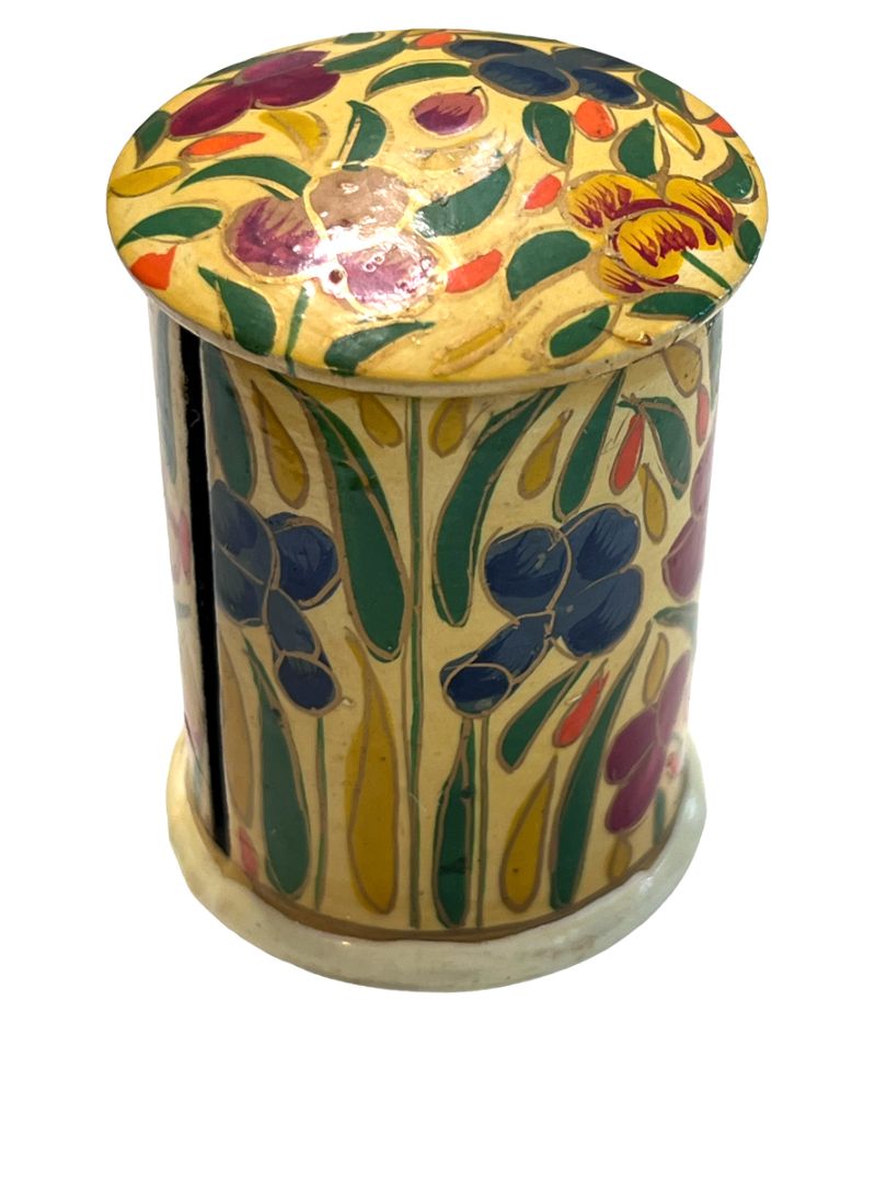 Vintage Floral Painted Paper Mache Stamp Dispenser India Hand Painted