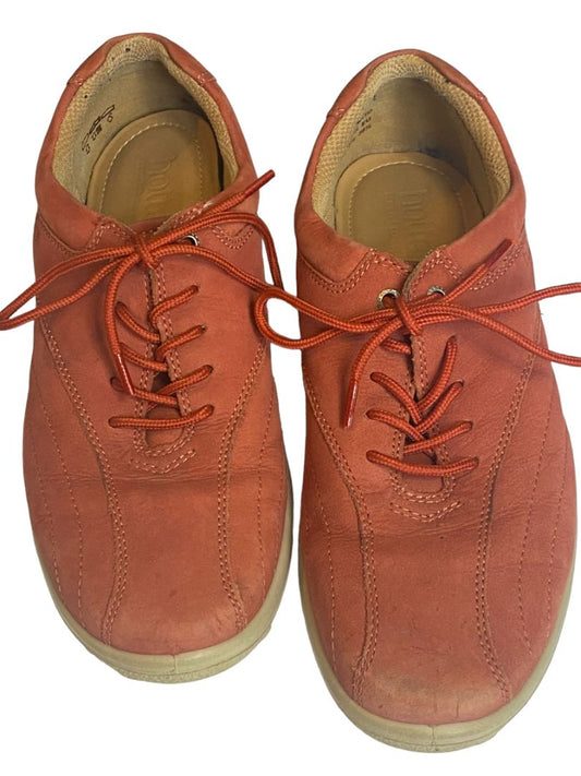 7.5 HOTTER Suede Comfort Lace Sneakers Shoes Coral Color Walking