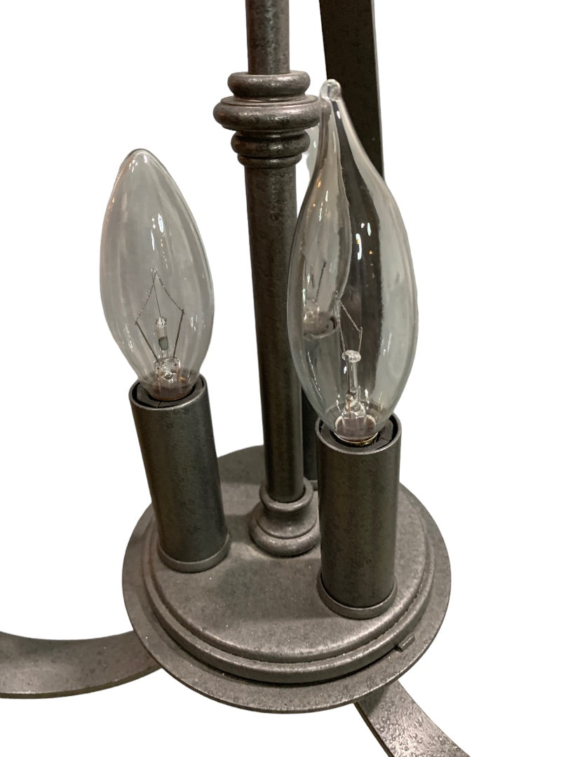 Iron Sweeping Taper Three Light Series 10-21 Pewter Gray Finish Hardwired Chandelier