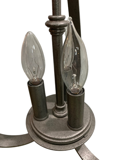 Iron Sweeping Taper Three Light Series 10-21 Pewter Gray Finish Hardwired Chandelier
