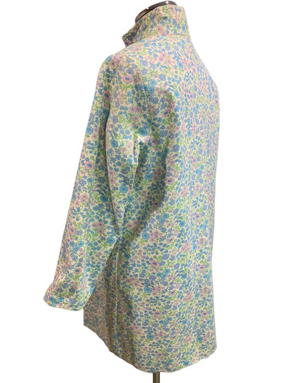 Medium Women's Reversible 1960s O-Ring Overcoat Pastel Flowers