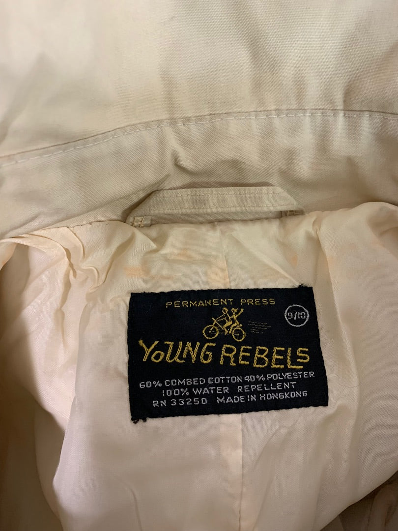 Size 9/10 Young Rebels Women's Belted Trench Coat Double Breasted Flaw