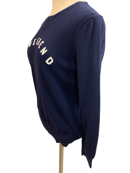 Small J.Crew Mercantile Le Weekend Navy Blue Women's Crew Neck Sweater L3103