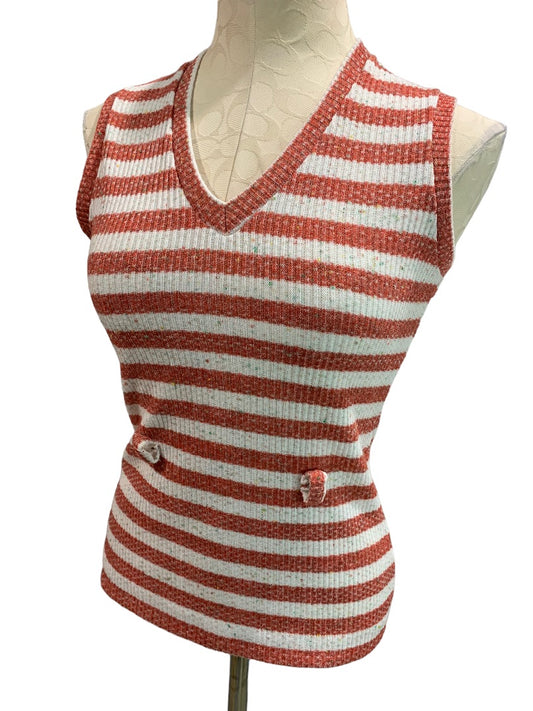 Small Love Kisses Women's Vintage Red Stripe Sweater Sleeveless Vintage 1980s