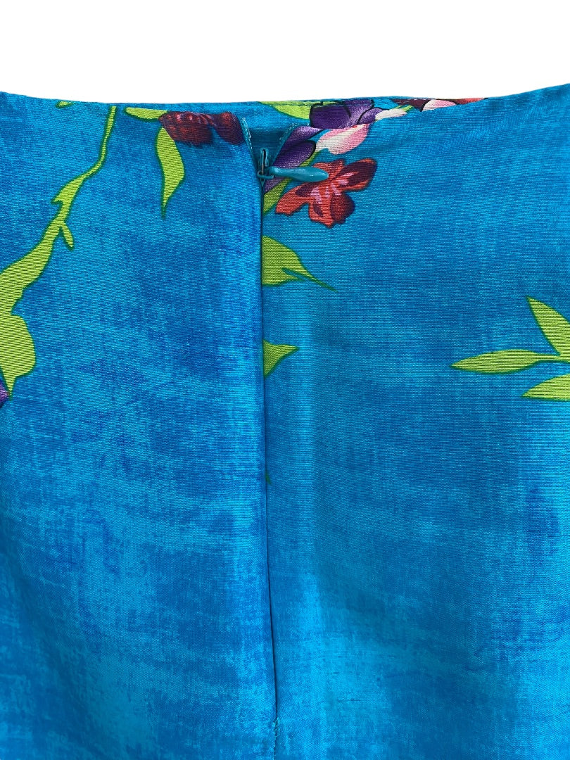 8 Emily Spencer Turquoise 100% Silk Floral Skirt