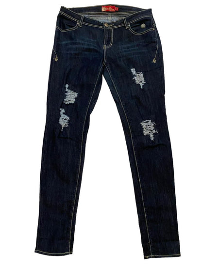 9/10 Apple Bottom Jeans Dark Wash Distressed Straight Leg