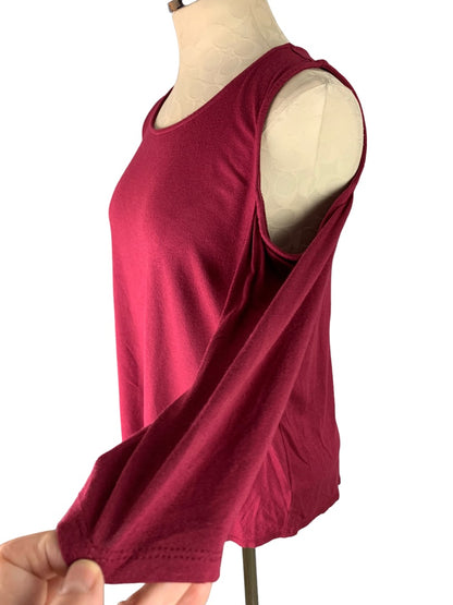 Small Halogen Women's Cold Shoulder Top Pullover Raspberry Color