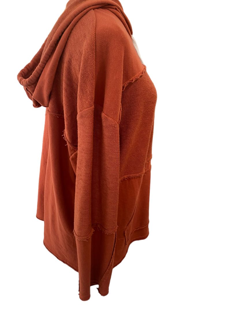 Medium Urban Outfitters Rust Orange Raw Edge Lightweight Hoodie