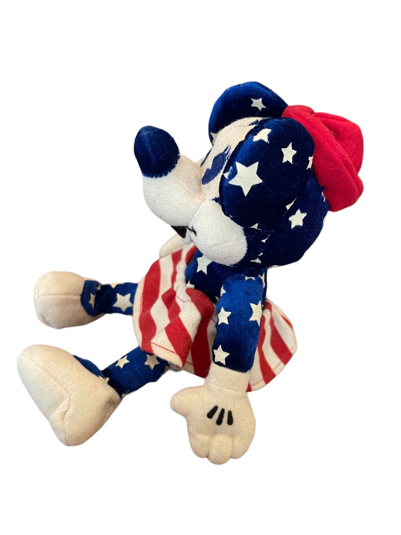 Disney Store Patriotic Red White Blue Minnie Mouse Blue Nose 9" Plush